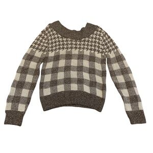 Vintage 80s COLLAGE Houndstooth & Checkerboard Sweater Size Large
